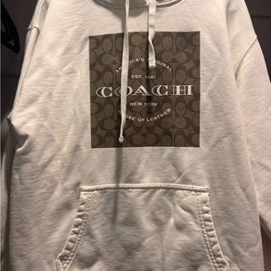 Coach Cream Hoodie with Brown Accents